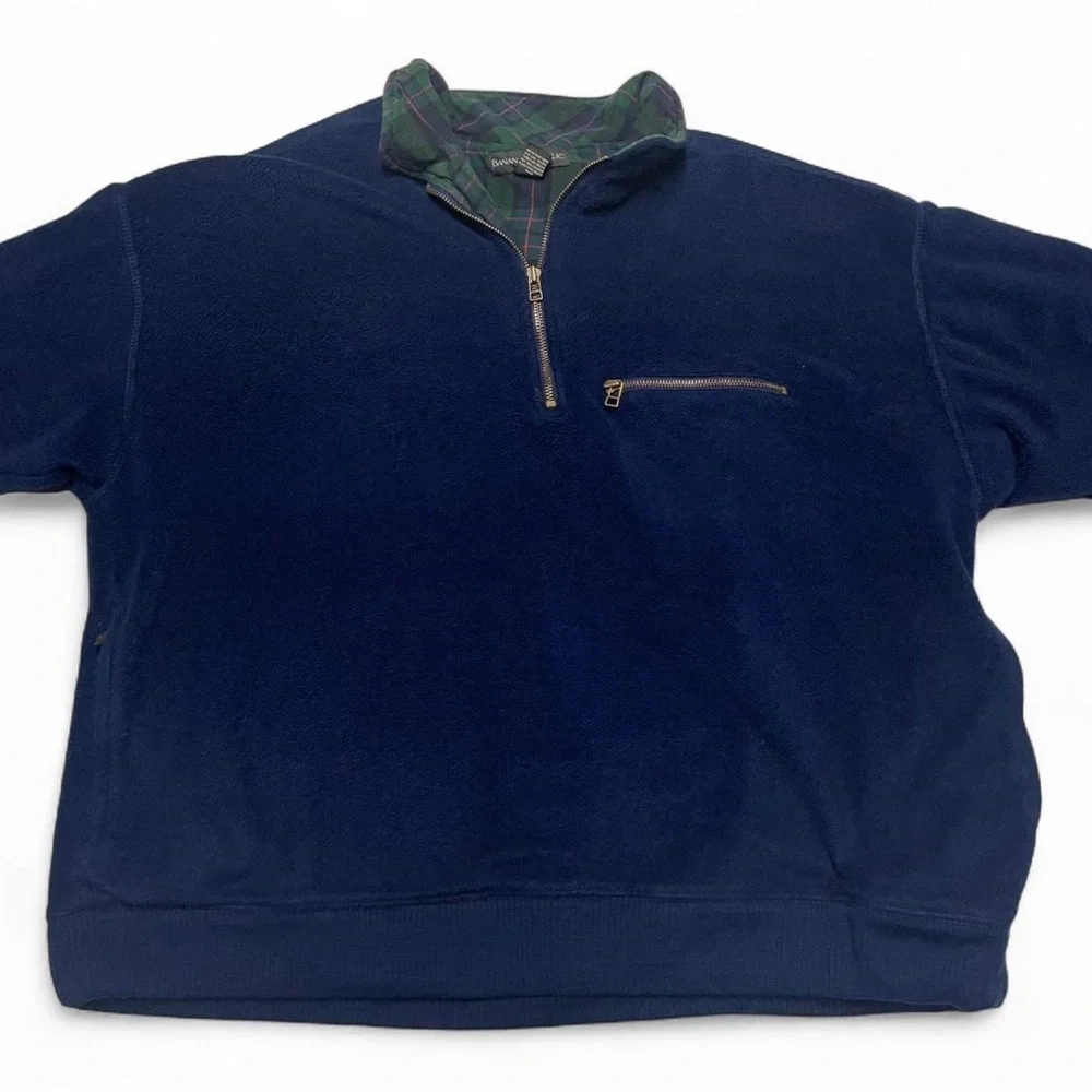 Vintage Banana Republic Quarter Zip Fleece Size XL Flannel Lined Sweater Blue